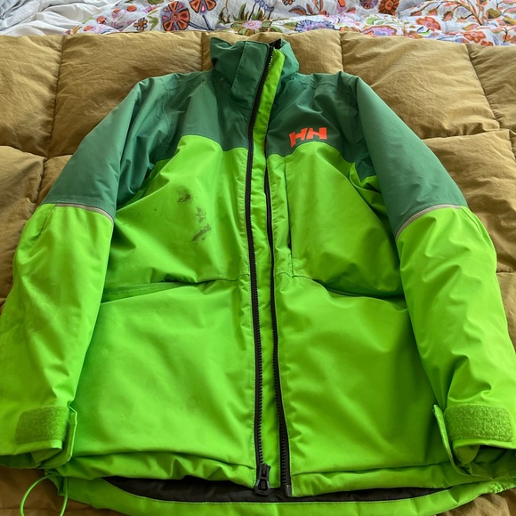 Helly Hansen Kids Lime and Forest Green Puffer Jacket - Picture 1 of 6